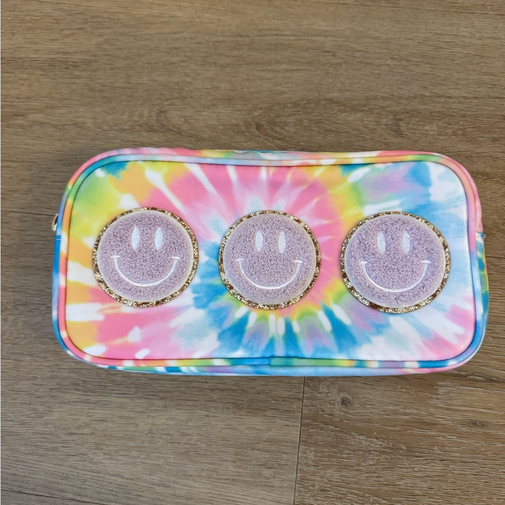 Stoney Clover Lane Tie Dye Small Pouch with Lavender Smileys